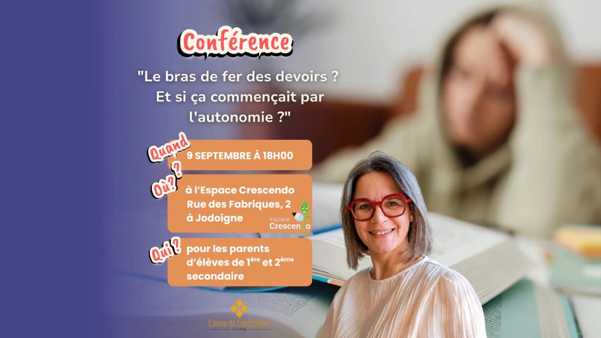 Conférence - Le bras de fer des devoirs ? Et si cela commençait par l'autonomie ?